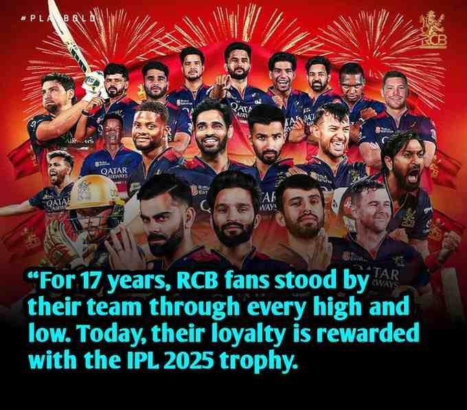 Royal Challengers Bangalore won the Ipl captions 2025
