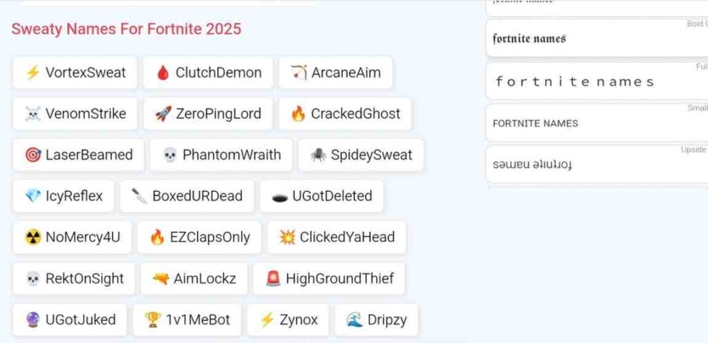 sweaty fortnite names generator